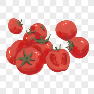 夏季蔬菜西红柿手绘水彩小清新装饰图片
