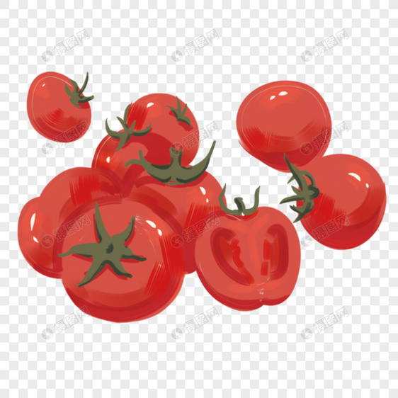 夏季蔬菜西红柿手绘水彩小清新装饰图片