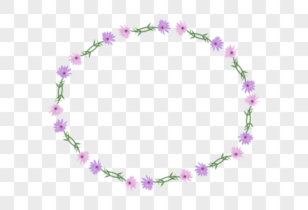 紫粉菊花类边框手绘素材图片