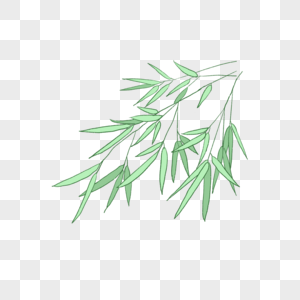 清新绿植竹子枝叶绿色卡通手绘装饰竹叶高清图片素材