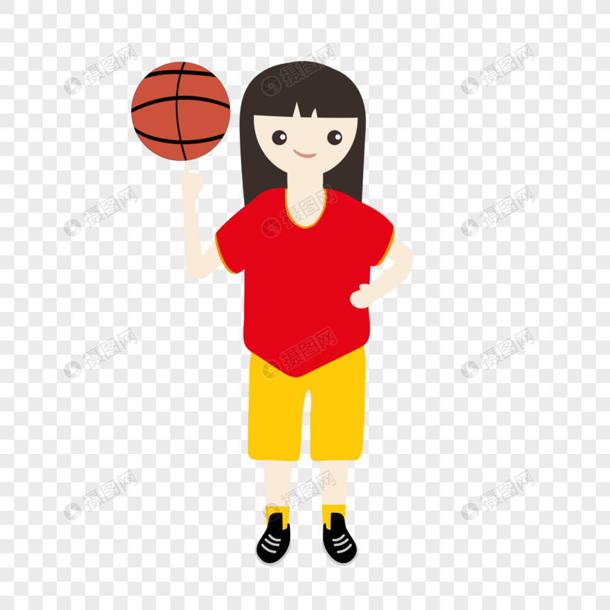 穿着球服转篮球的小女孩