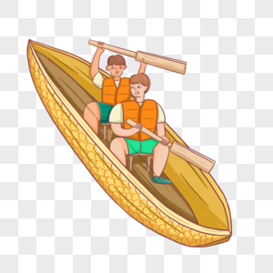 手绘赛龙舟胜利举船桨庆祝人物形象图片