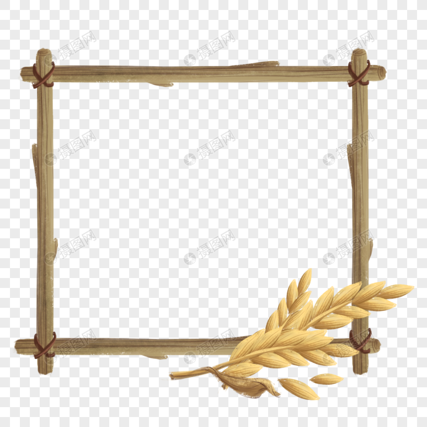 麦穗木质边框图片