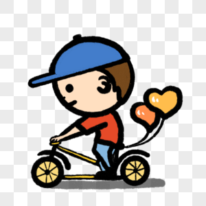 卡通骑自行车的男孩插图图片