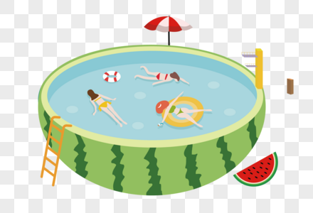 夏日创意西瓜泳池图片