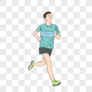 卡通简约人物跑步运动元素图片