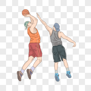 卡通简约人物打篮球元素图片