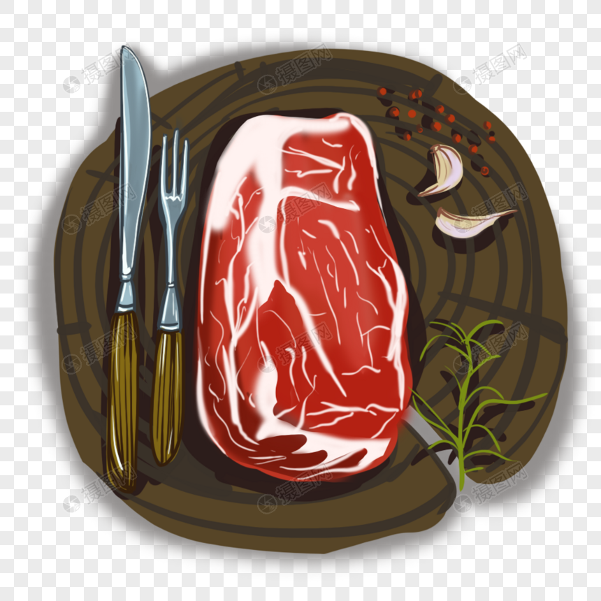 免抠元素 手绘/卡通元素 牛肉.