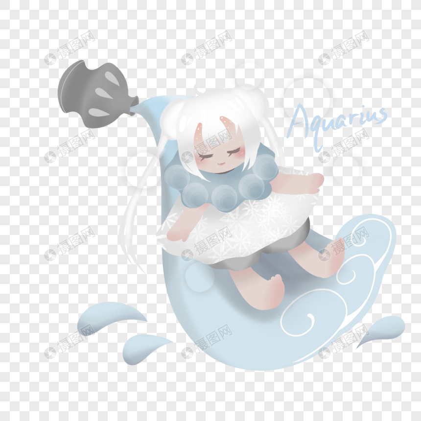 十二星座水瓶座插画卡通元素