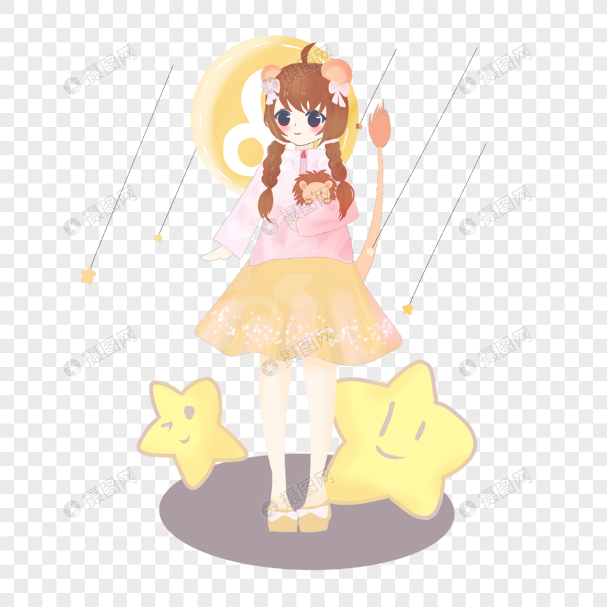 可爱十二星座女生狮子座少女格式psd元素_设巨蟹素材如何追求天蝎座图片