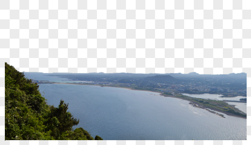 韩国济州岛城山日出峰观景台俯视唯美风景图片