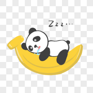 在香蕉上睡觉的熊猫图片