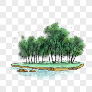 中国风国画树林图片