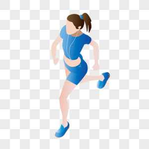 AI矢量图扁平化人物女性运动员正在跑步运动的女性图片