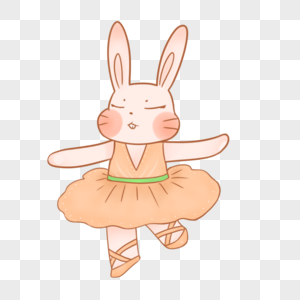 卡通手绘开心跳舞的可爱兔子图片