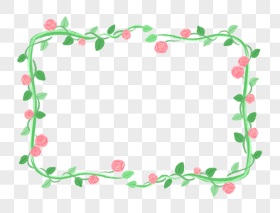 清新夏天植物蔷薇花边框图片