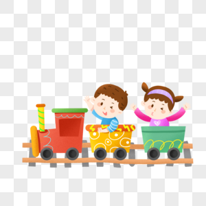 儿童节坐火车游玩的儿童图片