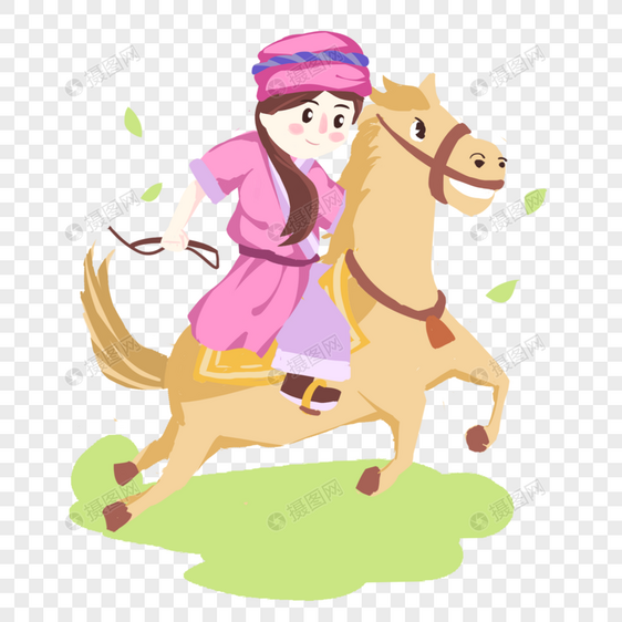 骑马的维吾尔族女孩图片