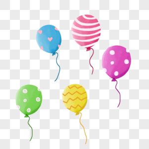 五颜六色的卡通花纹气球高清图片