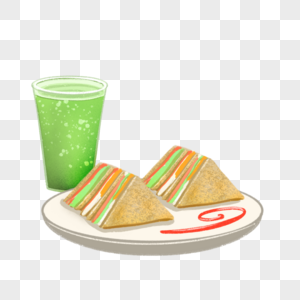 美食早餐三明治和青汁图片