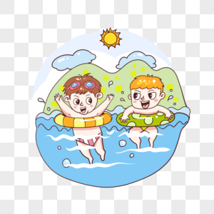 游泳的孩子图片