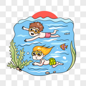 潜水的孩子图片
