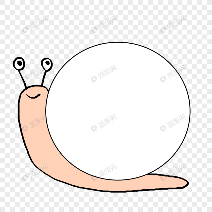 手绘卡通圆形蜗牛边框图片