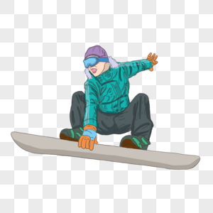 卡通简约人物滑雪运动元素图片