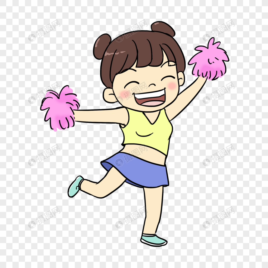 免抠元素 手绘/卡通元素 啦啦队小女孩.psd