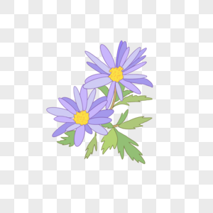 世界环境日清新紫色菊花花卉手绘卡通装饰图案高清图片