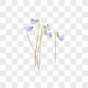 世界环境日清新紫色蝶豆花紫色花卉卡通手绘高清图片
