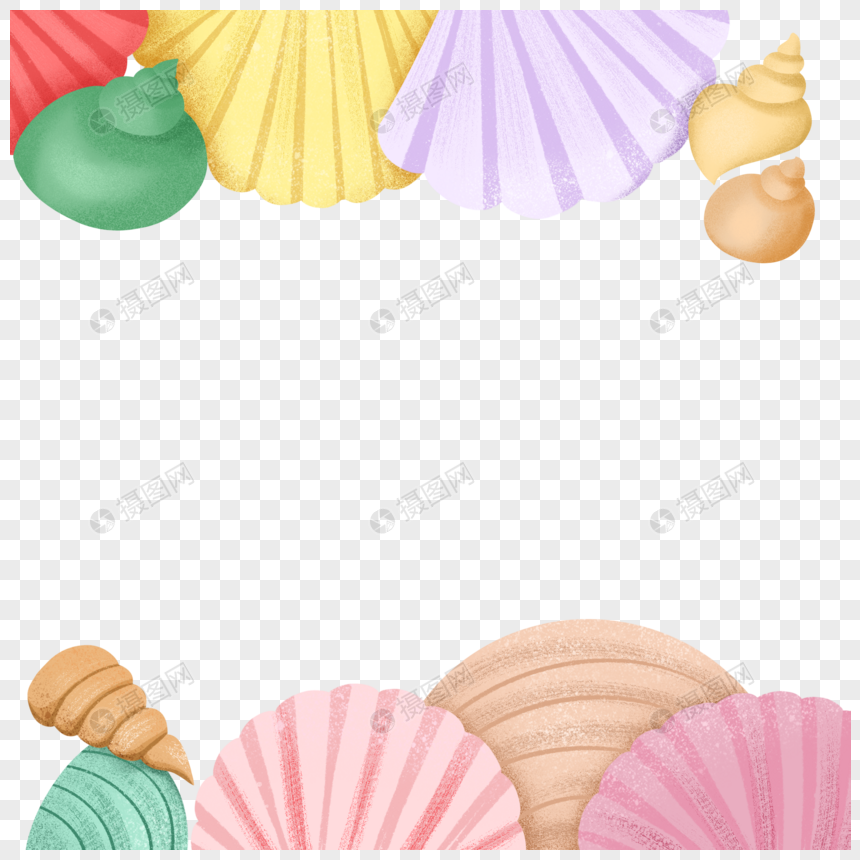 手绘贝壳海螺背景框图片