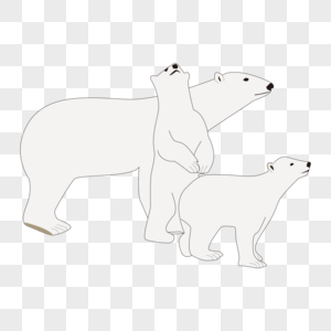 卡通手绘可爱动物北极熊妈妈和孩子图片
