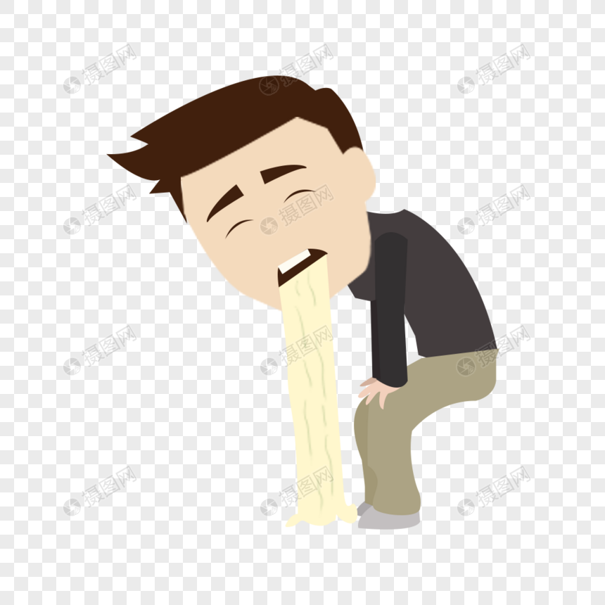 呕吐难受半蹲高清图片素材