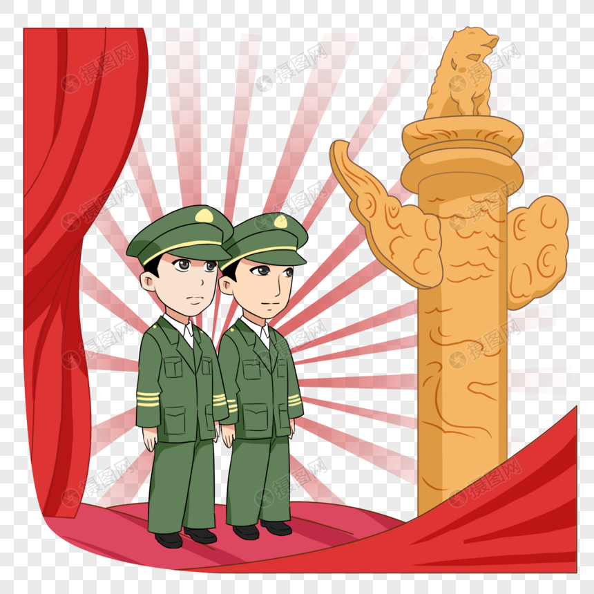 华表下的军人