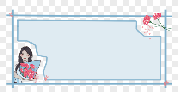 女孩与花边框高清图片