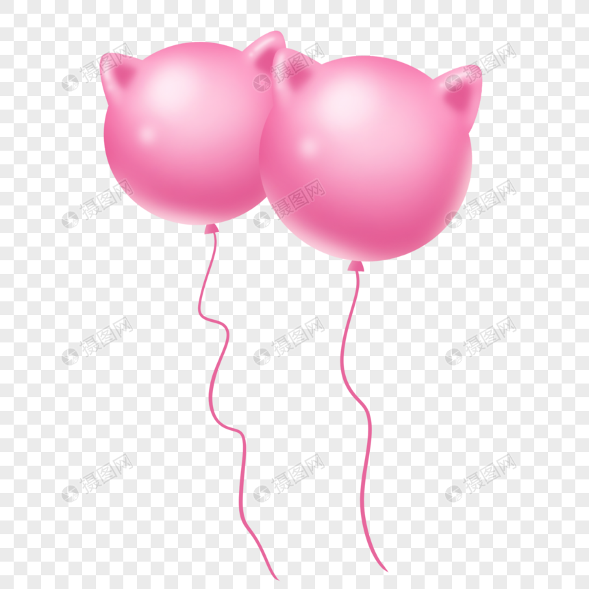 粉红色猫耳气球图片