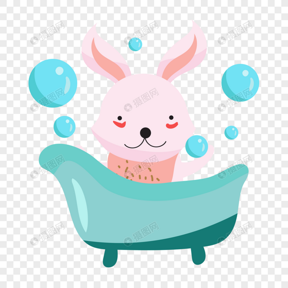 洗澡的小兔子图片