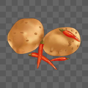 土豆和红辣椒高清图片