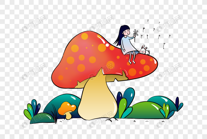 吹蒲公英的小女孩
