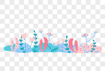手绘小清新花卉植物背景分割线装饰花边高清图片素材