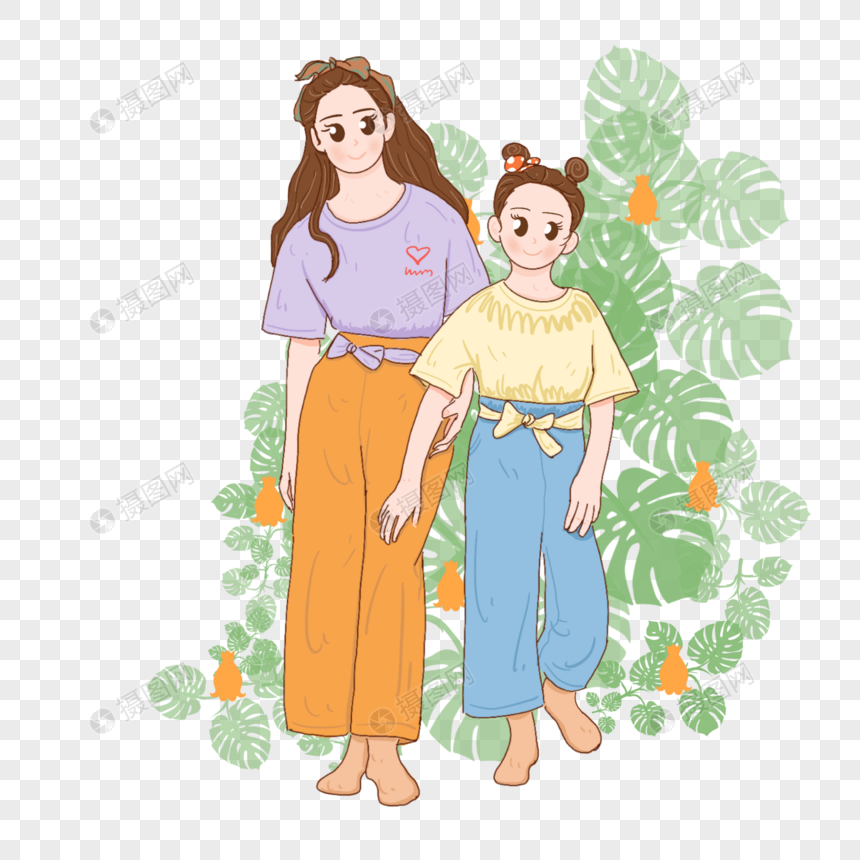 夏天穿着半袖一起出去玩的小姐妹