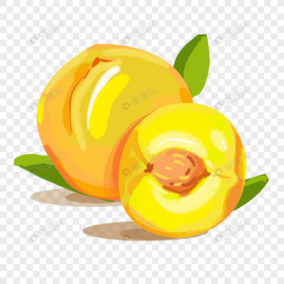黄桃桃子夏季水果手绘元素图片