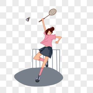 打羽毛球运动女孩高清图片