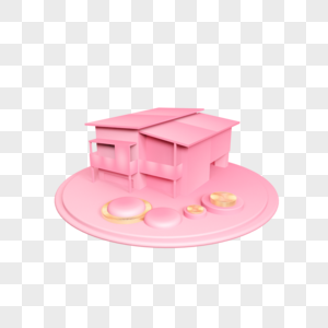 立体粉色建筑舞台图片