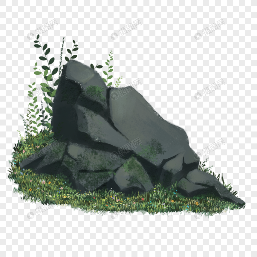 石头写实插画高清图片素材