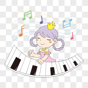 音乐节弹钢琴的可爱女孩高清图片