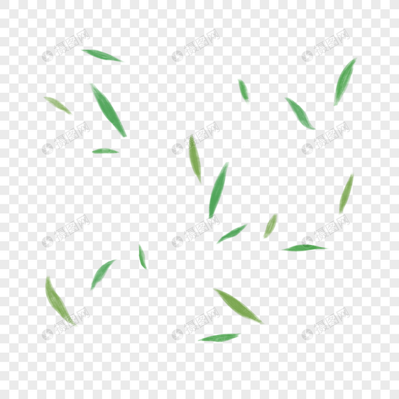 漂浮竹叶绿色PNG图片