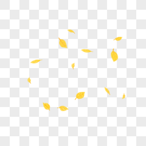 黄色手绘漂浮叶子PNG图片