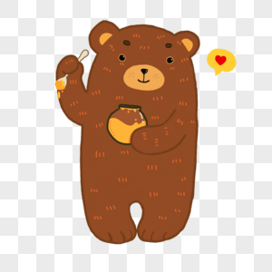 小熊棕熊吃蜂蜜爱心气泡动物卡通图片